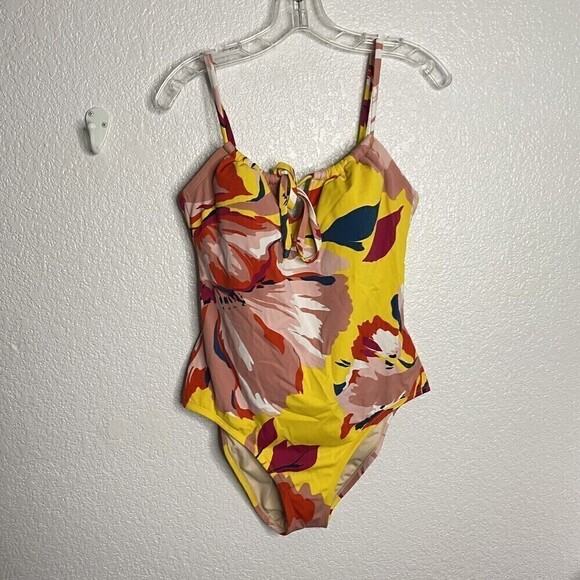 Kona Sol Multicolor Keyhole Floral Medium Coverage One Piece Swimsuit Size Large - Picture 2 of 10